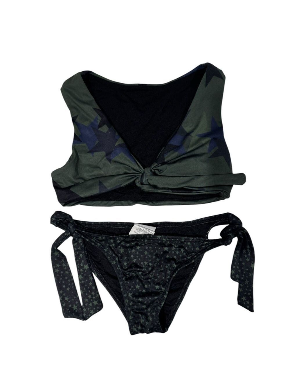 SUBMARINE Black & Green Star Reversible Bikini Set - size 8